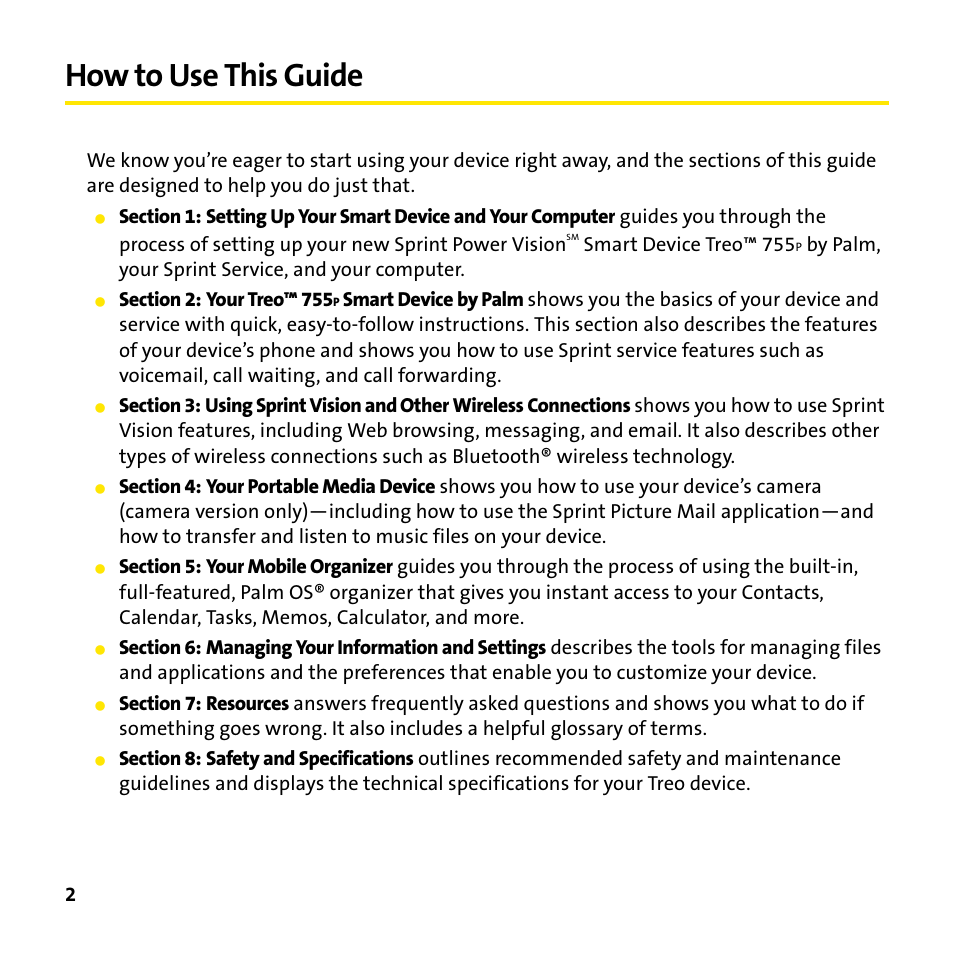 How to use this guide | Palm Treo 755P User Manual | Page 10 / 390