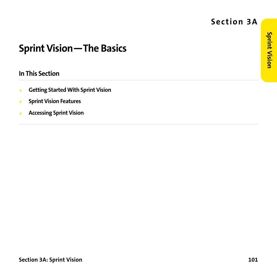 Sprint vision-the basics, 3a. sprint vision—the basics, Sprint vision—the basics | S e c ti o n 3 a | Palm Treo 755P User Manual | Page 109 / 390