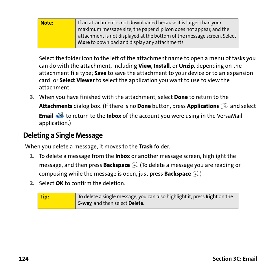 Deleting a single message | Palm Treo 755P User Manual | Page 132 / 390