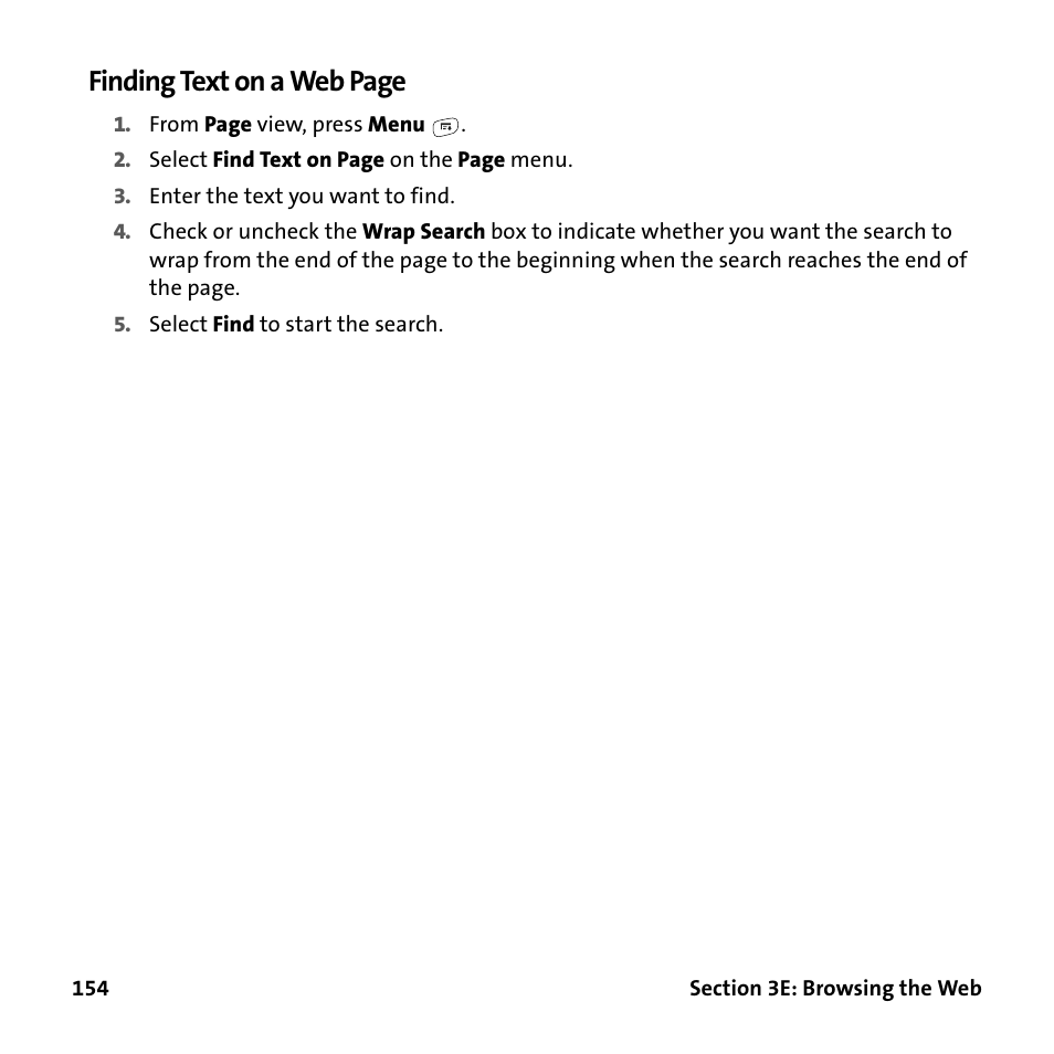 Finding text on a web page | Palm Treo 755P User Manual | Page 162 / 390