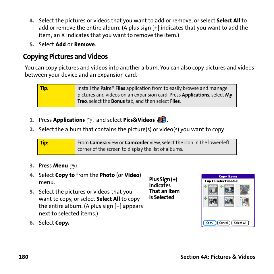 Copying pictures and videos | Palm Treo 755P User Manual | Page 188 / 390