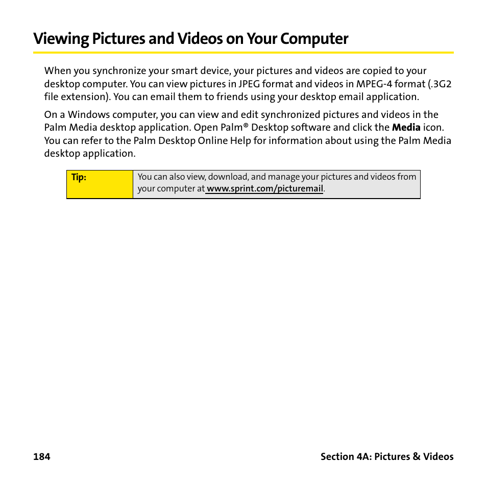 Viewing pictures and videos on your computer | Palm Treo 755P User Manual | Page 192 / 390