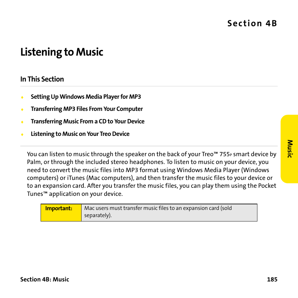 Listening to music, 4b. listening to music | Palm Treo 755P User Manual | Page 193 / 390