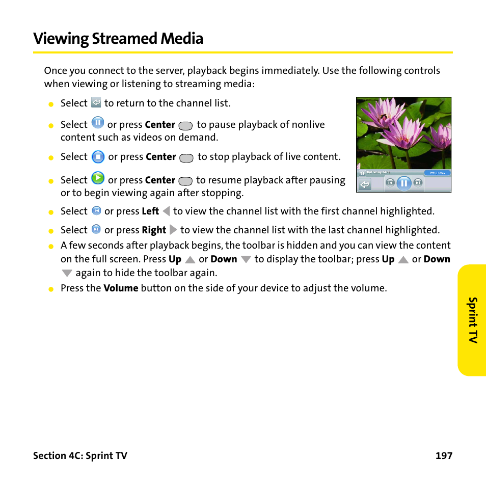 Viewing streamed media | Palm Treo 755P User Manual | Page 205 / 390