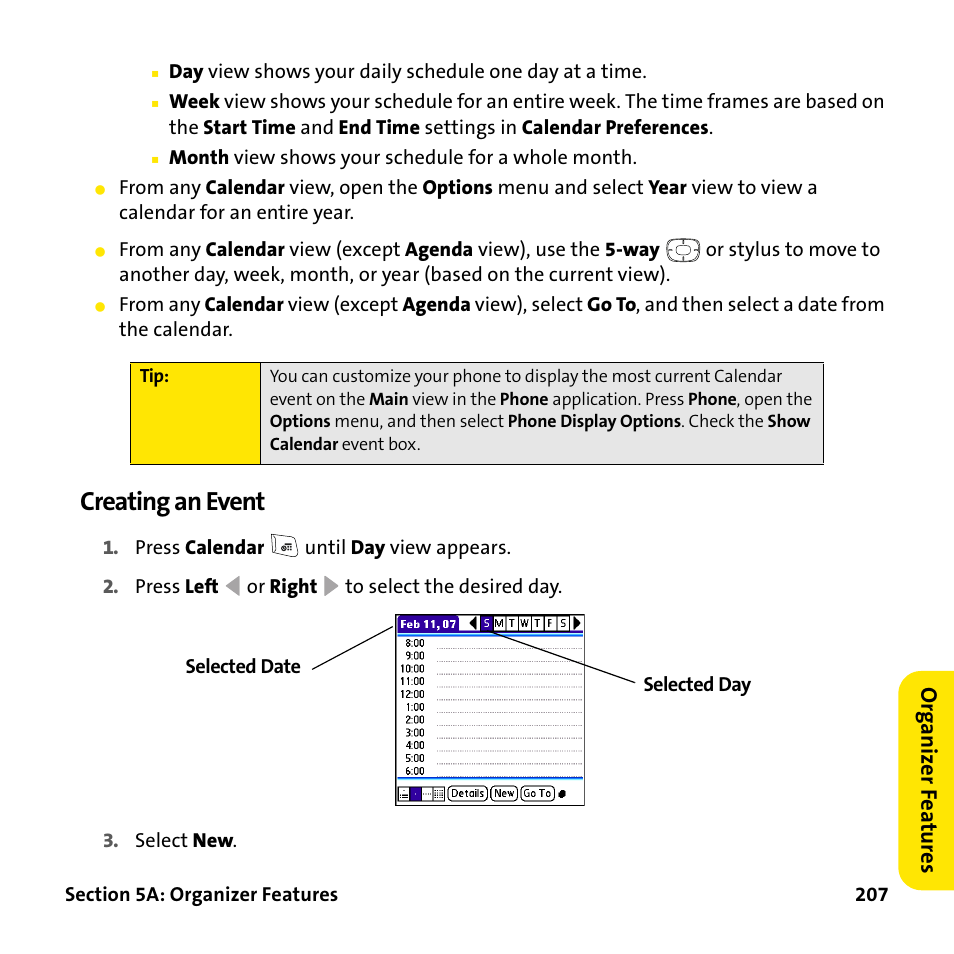 Creating an event | Palm Treo 755P User Manual | Page 215 / 390