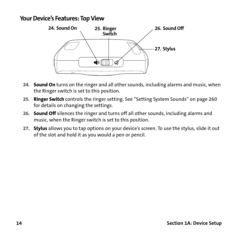 Your device’s features: top view | Palm Treo 755P User Manual | Page 22 / 390