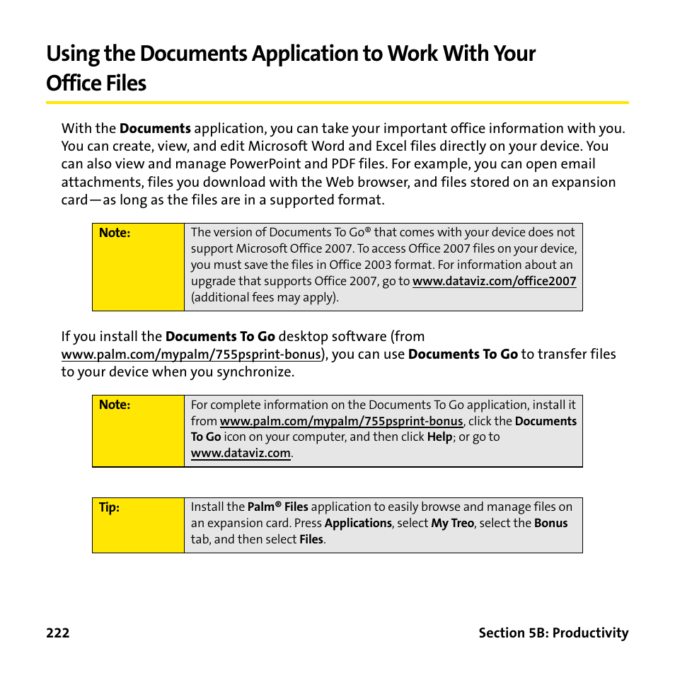 Palm Treo 755P User Manual | Page 230 / 390