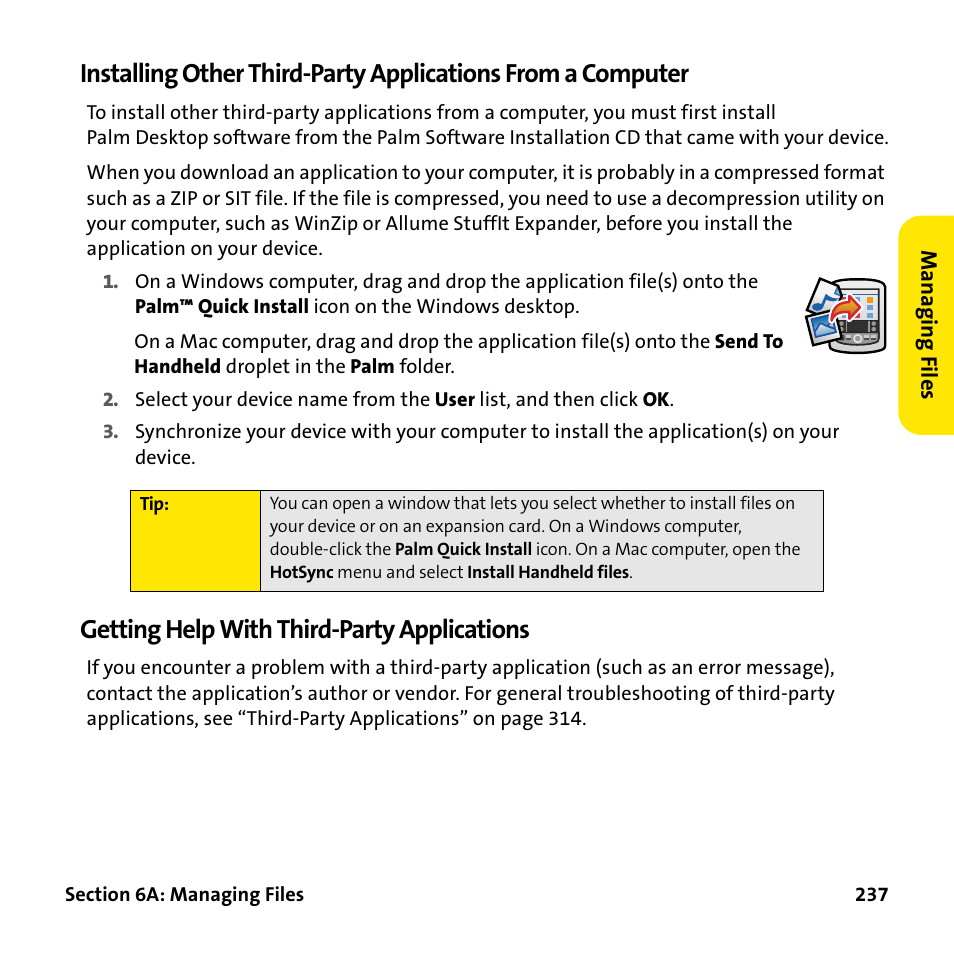 Getting help with third-party applications | Palm Treo 755P User Manual | Page 245 / 390