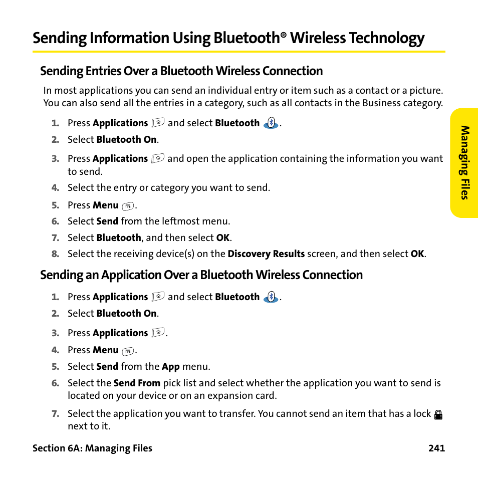 Sending information using bluetooth, Wireless technology | Palm Treo 755P User Manual | Page 249 / 390