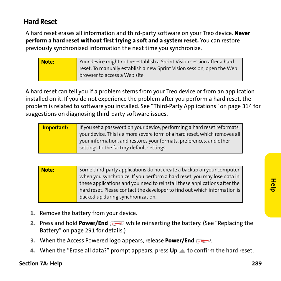 Hard reset | Palm Treo 755P User Manual | Page 297 / 390