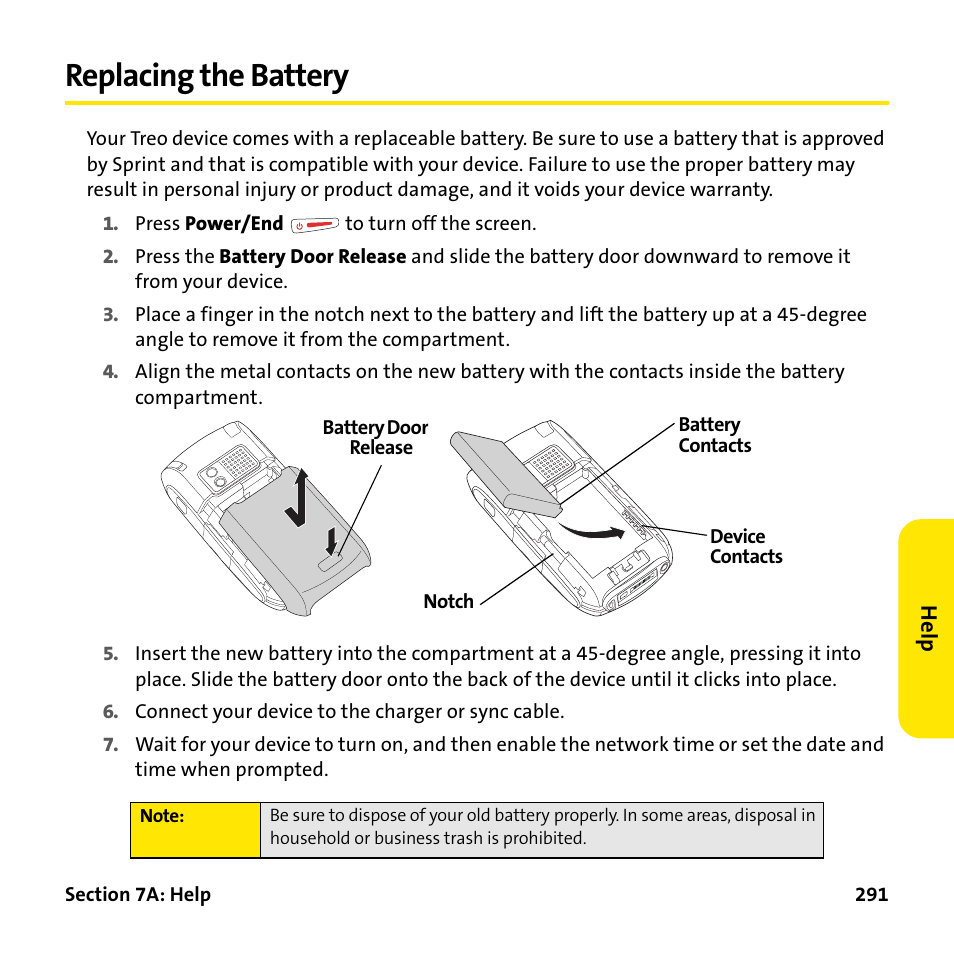 Replacing the battery, See “replacing, See “replacing the | Palm Treo 755P User Manual | Page 299 / 390