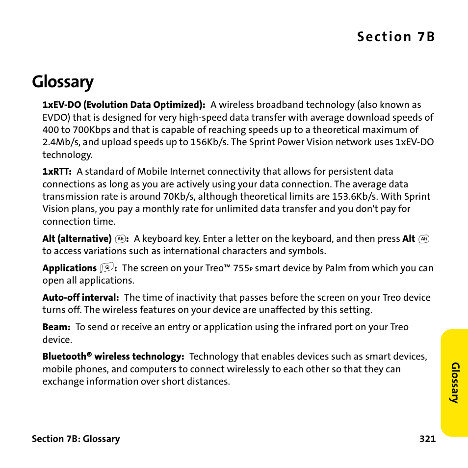 Glossary, 7b. glossary | Palm Treo 755P User Manual | Page 329 / 390