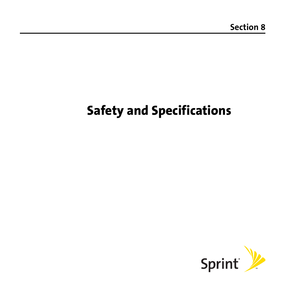 Safety and specifications, Section 8: safety and specifications, Section 8: safety and specifications outlines r | Palm Treo 755P User Manual | Page 333 / 390