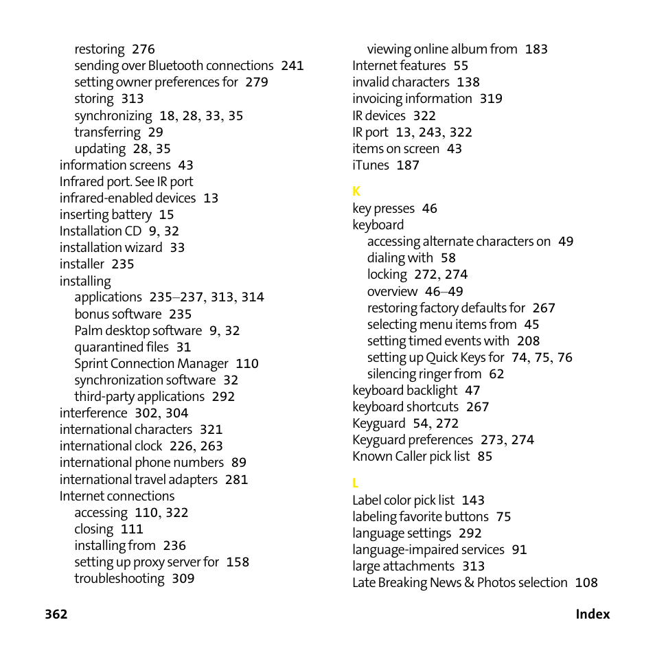 Palm Treo 755P User Manual | Page 370 / 390