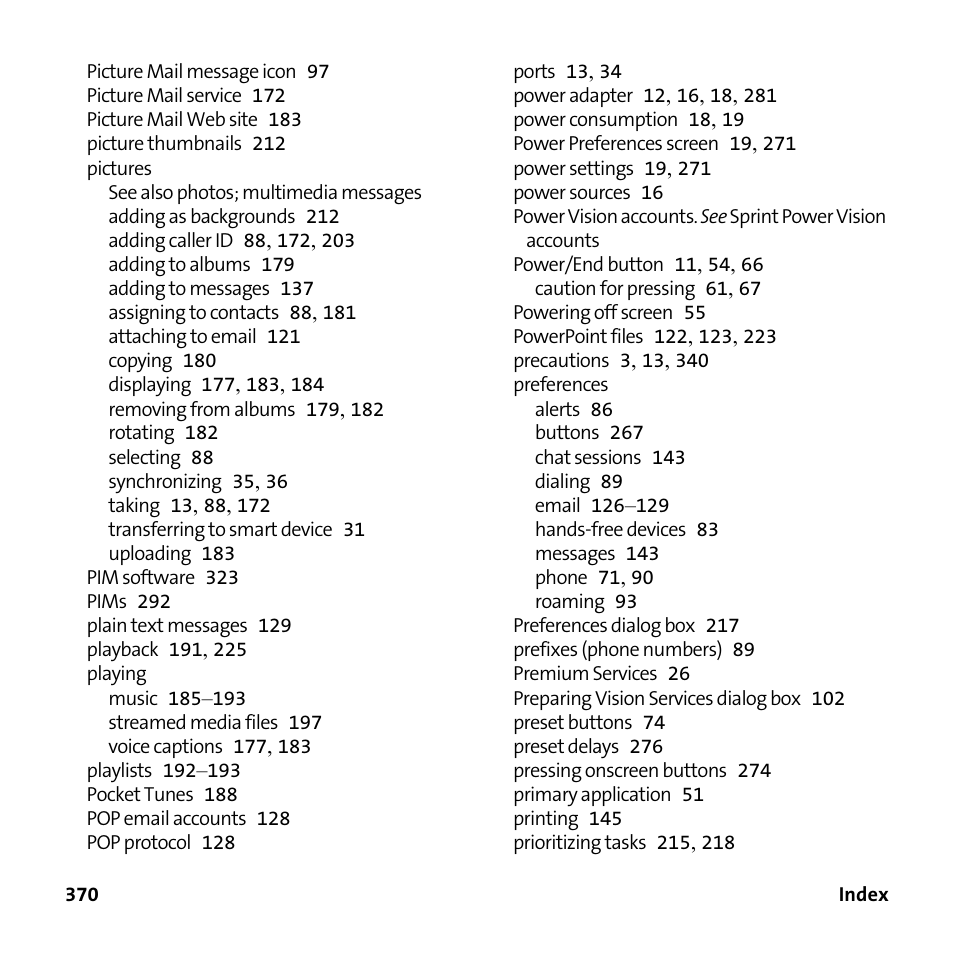 Palm Treo 755P User Manual | Page 378 / 390