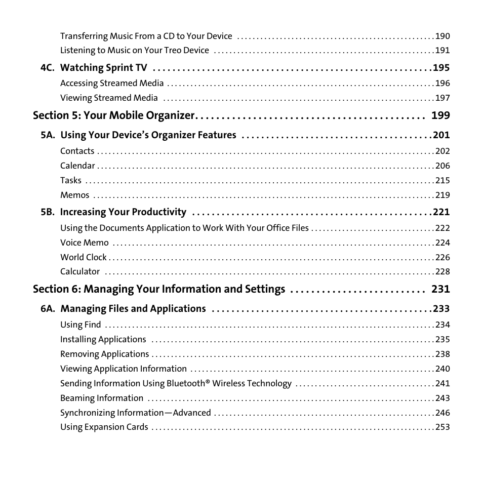 Palm Treo 755P User Manual | Page 6 / 390