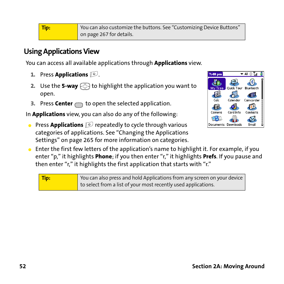 Using applications view | Palm Treo 755P User Manual | Page 60 / 390