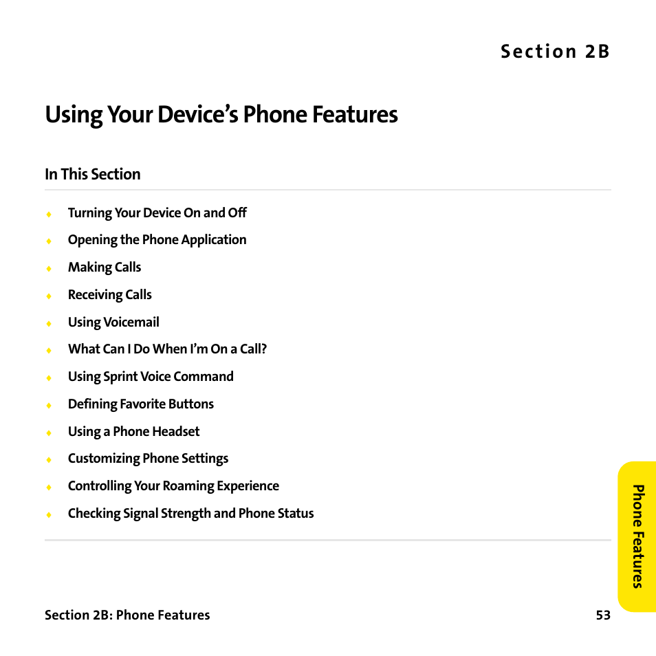 Using your device’s phone features, 2b. using your device’s phone features | Palm Treo 755P User Manual | Page 61 / 390