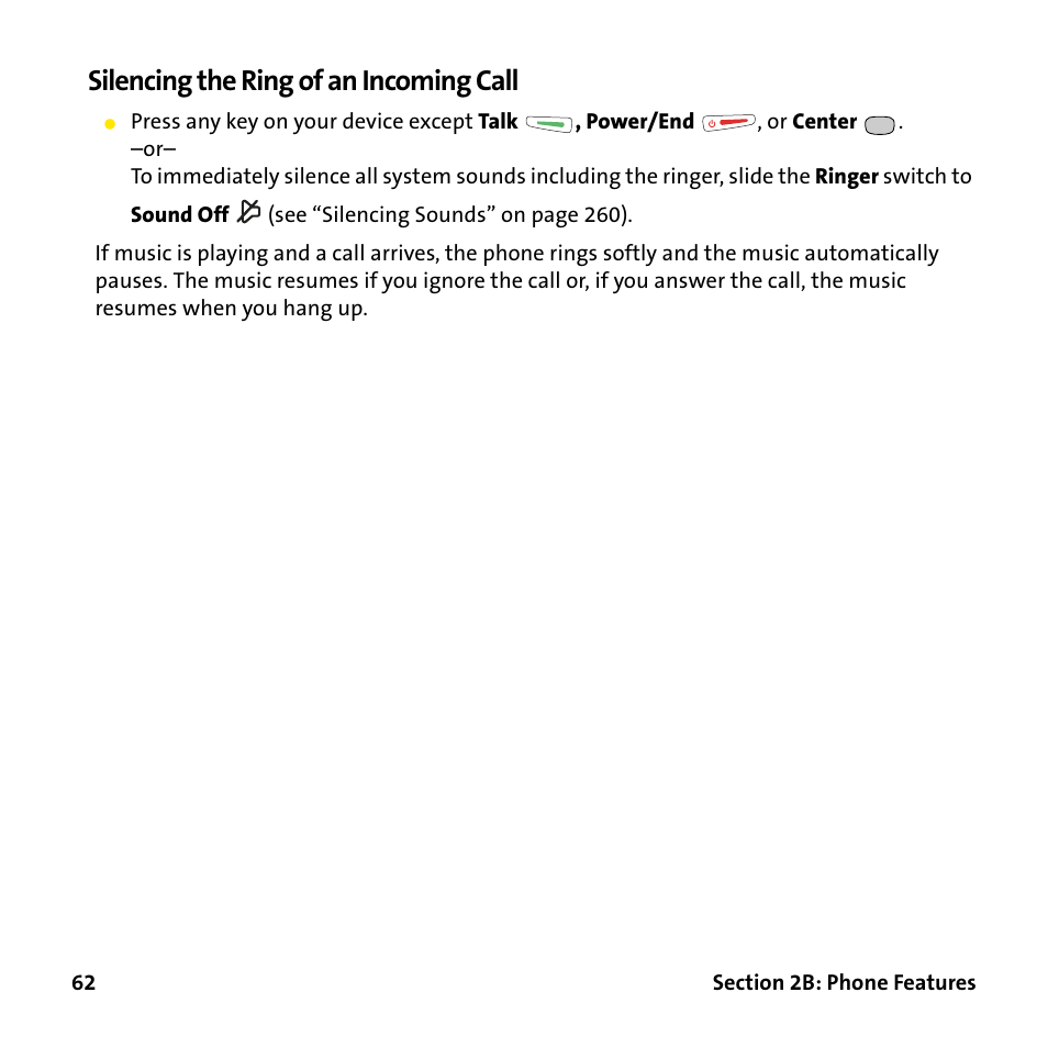 Silencing the ring of an incoming call | Palm Treo 755P User Manual | Page 70 / 390