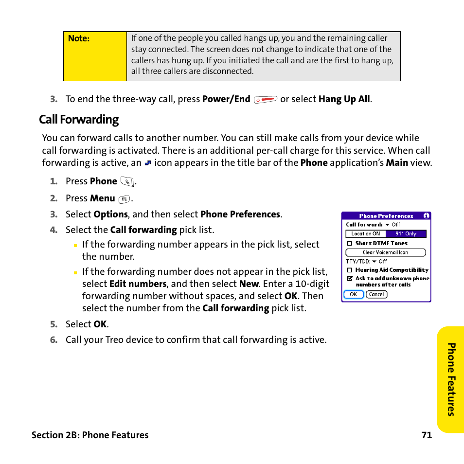 Call forwarding | Palm Treo 755P User Manual | Page 79 / 390