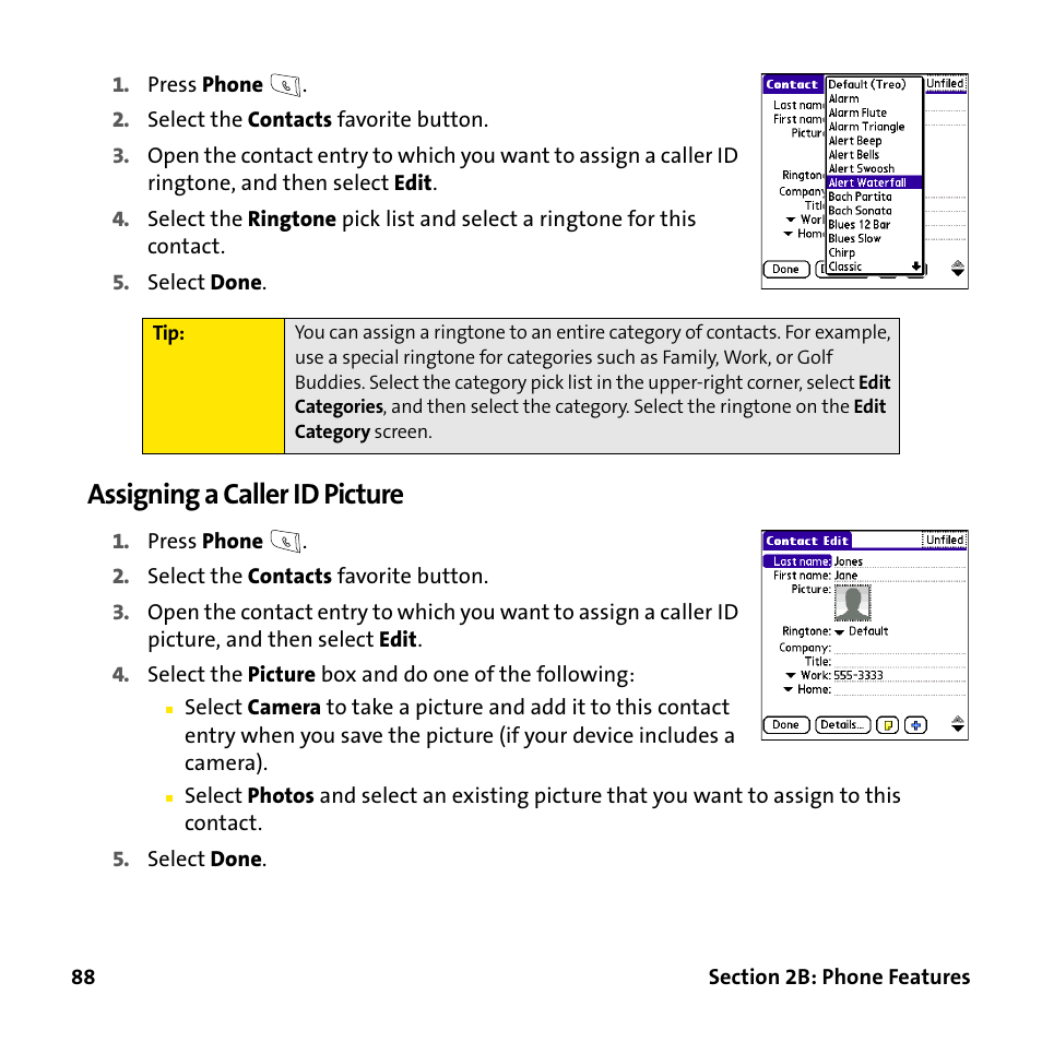 Assigning a caller id picture | Palm Treo 755P User Manual | Page 96 / 390