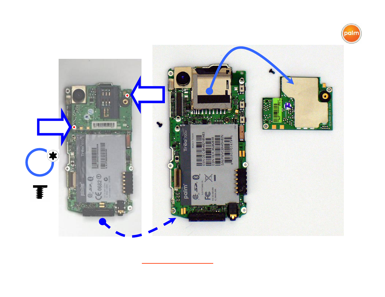 T700.15 remove screws (2) and radio pcba, 21 h1 | Palm Treo Smartphone 700p User Manual | Page 14 / 16