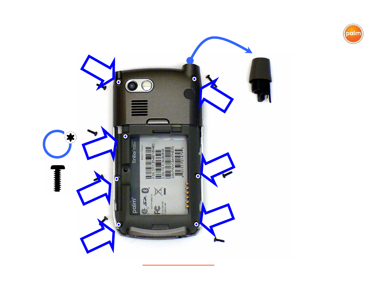 T700.05 remove screws (7) and antenna | Palm Treo Smartphone 700p User Manual | Page 5 / 16