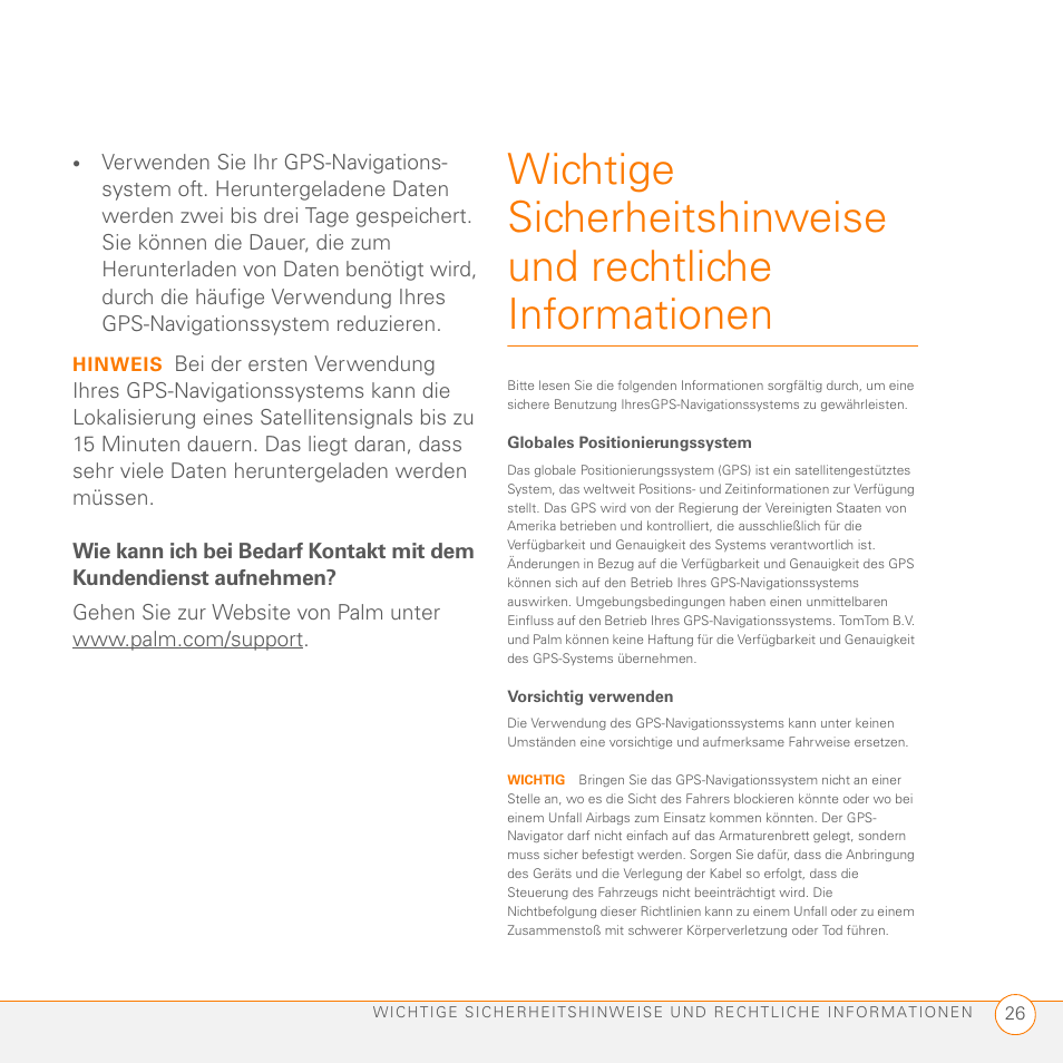 Hinweis | Palm GPS Kit User Manual | Page 28 / 128