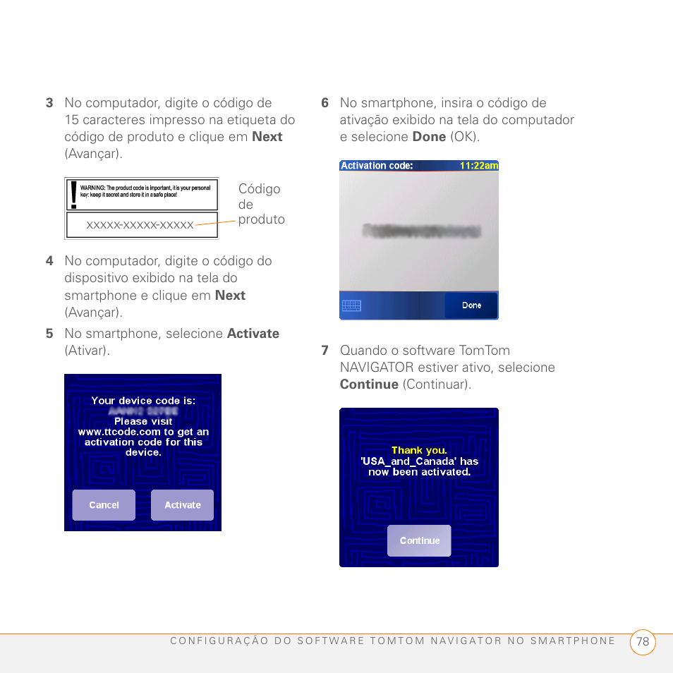 5 no smartphone, selecione activate (ativar) | Palm GPS Kit User Manual | Page 80 / 128