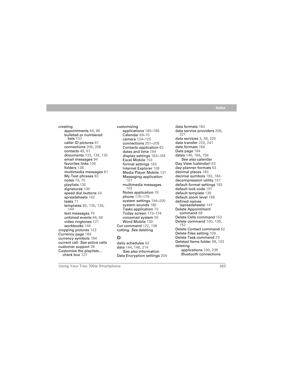 Palm Treo 700w User Manual | Page 271 / 290