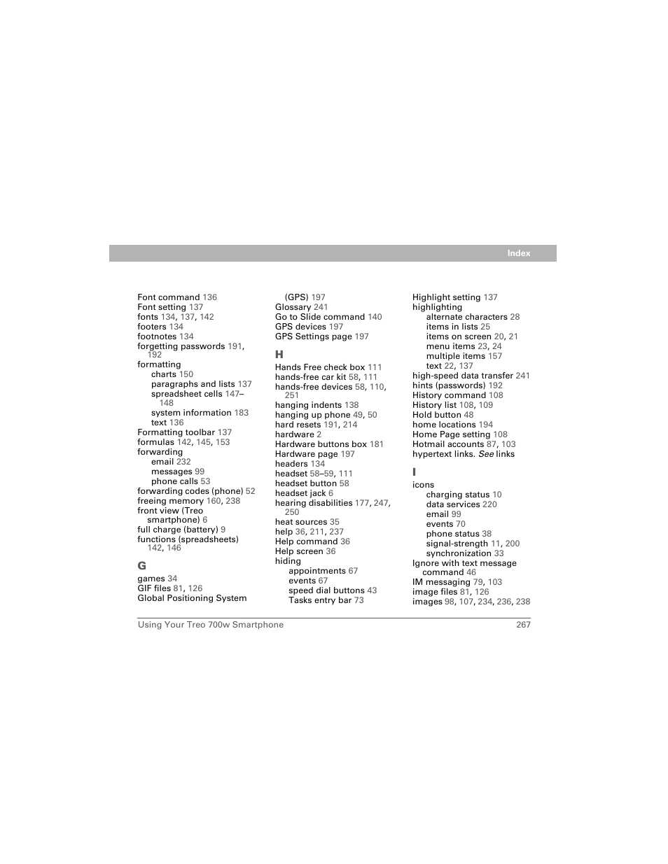 Palm Treo 700w User Manual | Page 275 / 290