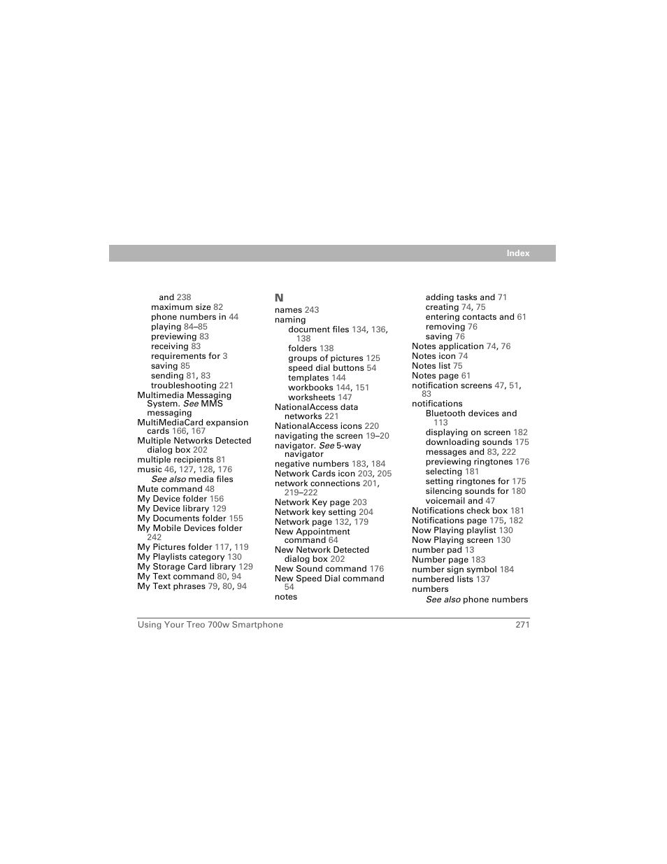 Palm Treo 700w User Manual | Page 279 / 290