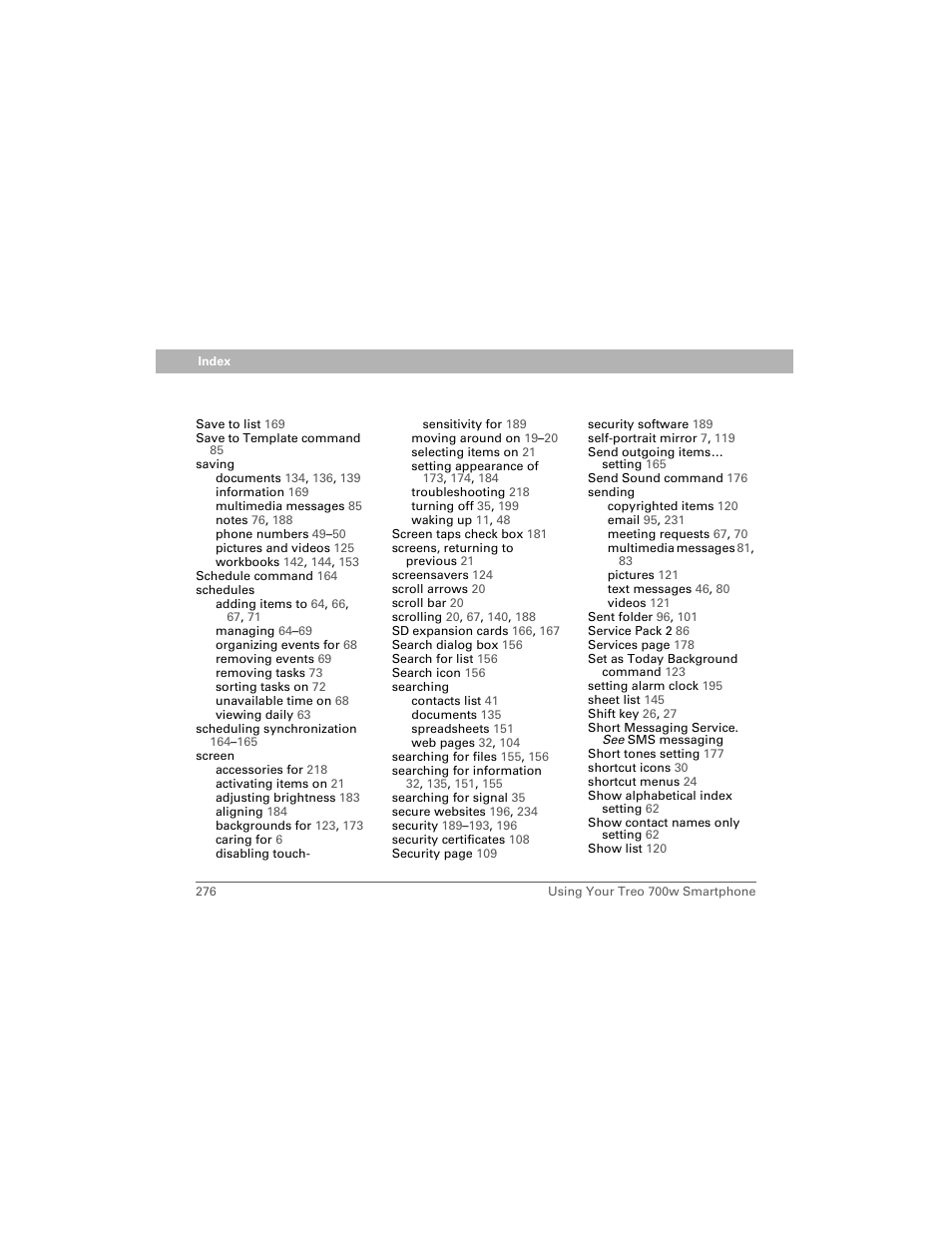 Palm Treo 700w User Manual | Page 284 / 290