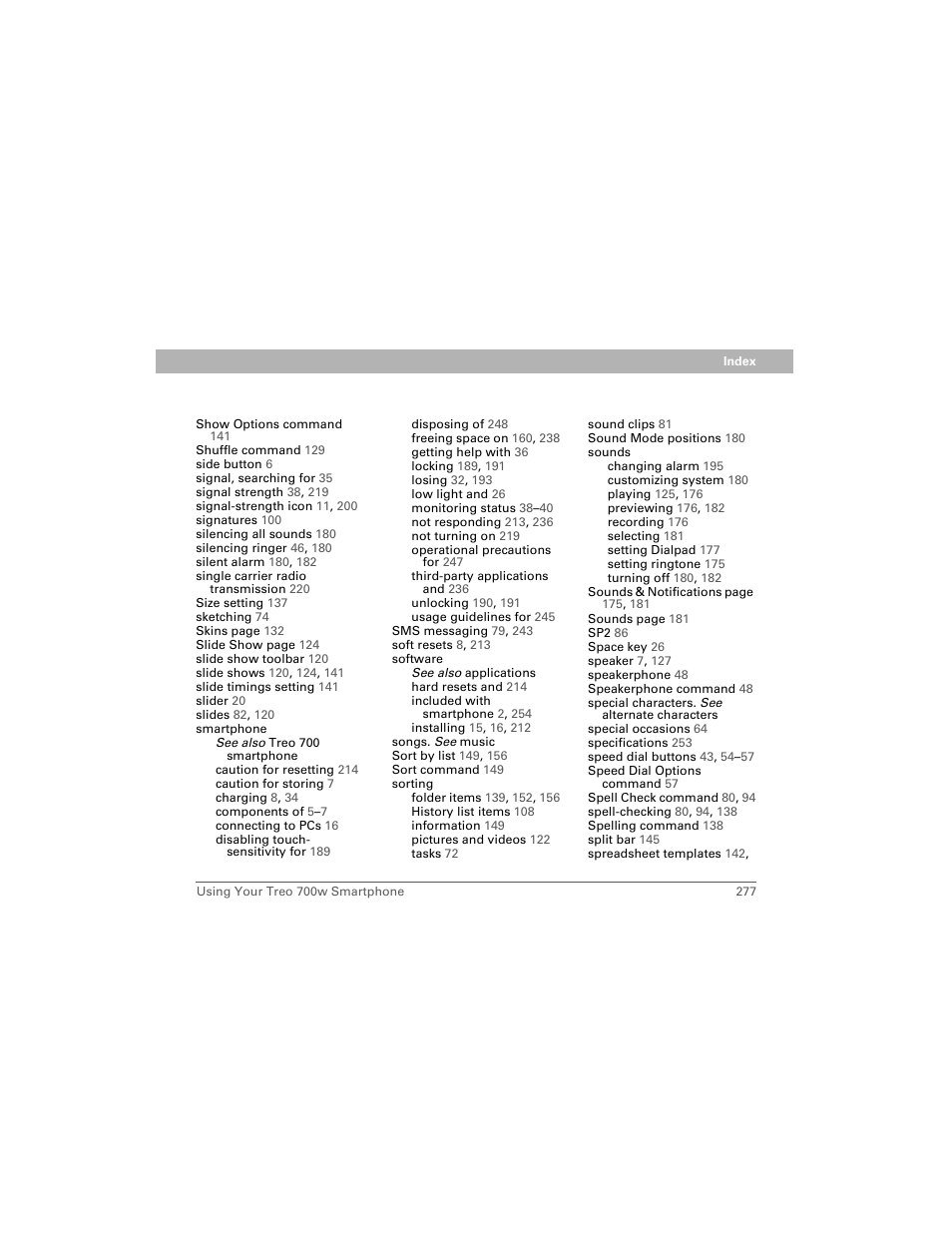 Palm Treo 700w User Manual | Page 285 / 290