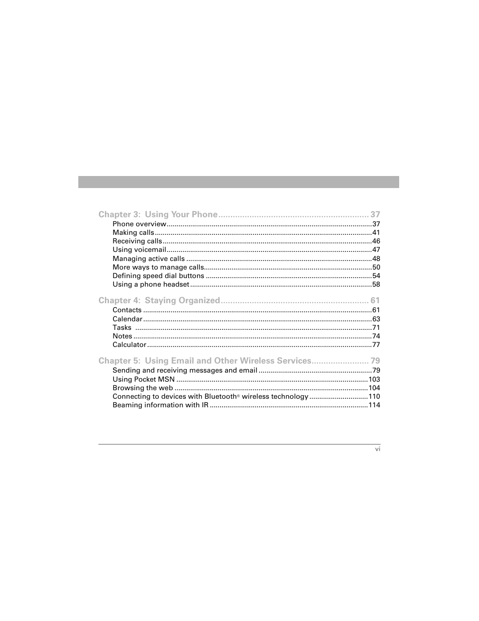 Palm Treo 700w User Manual | Page 6 / 290