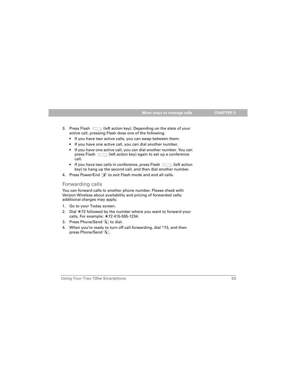 Forwarding calls | Palm Treo 700w User Manual | Page 61 / 290