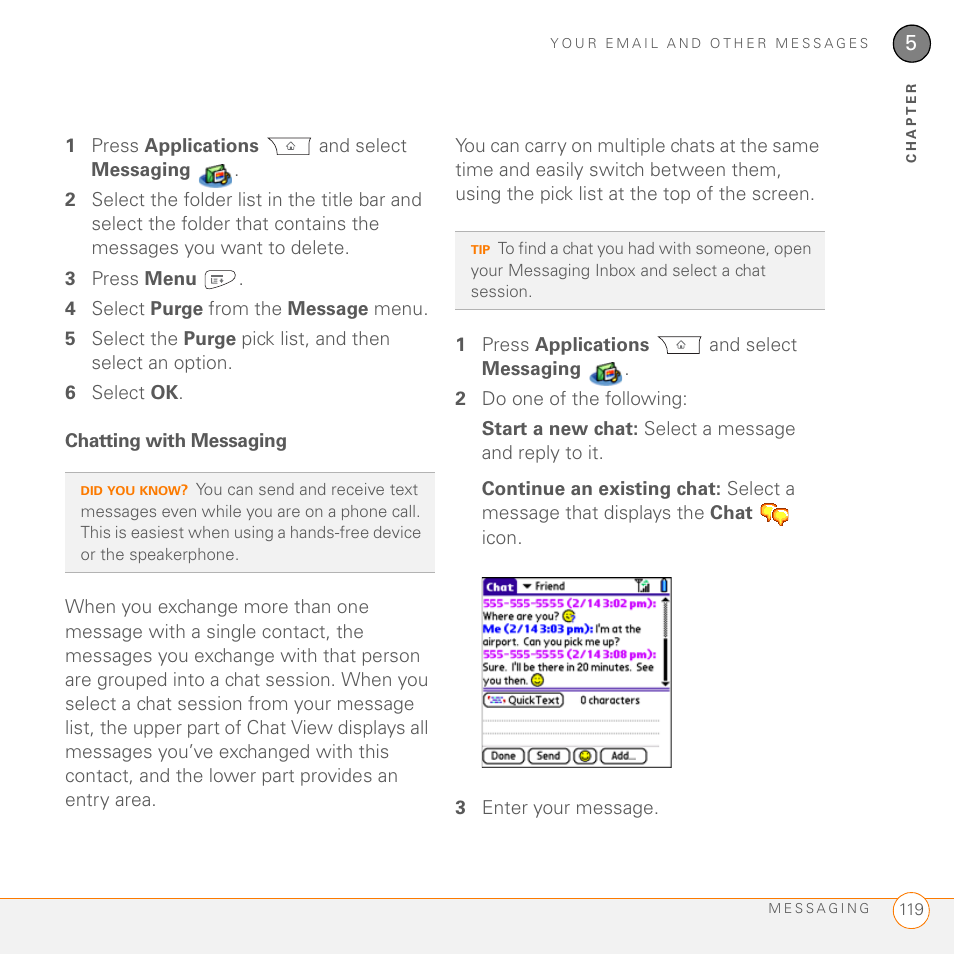 Chatting with messaging | Palm PDA CentroTM Smart Device User Manual | Page 119 / 326