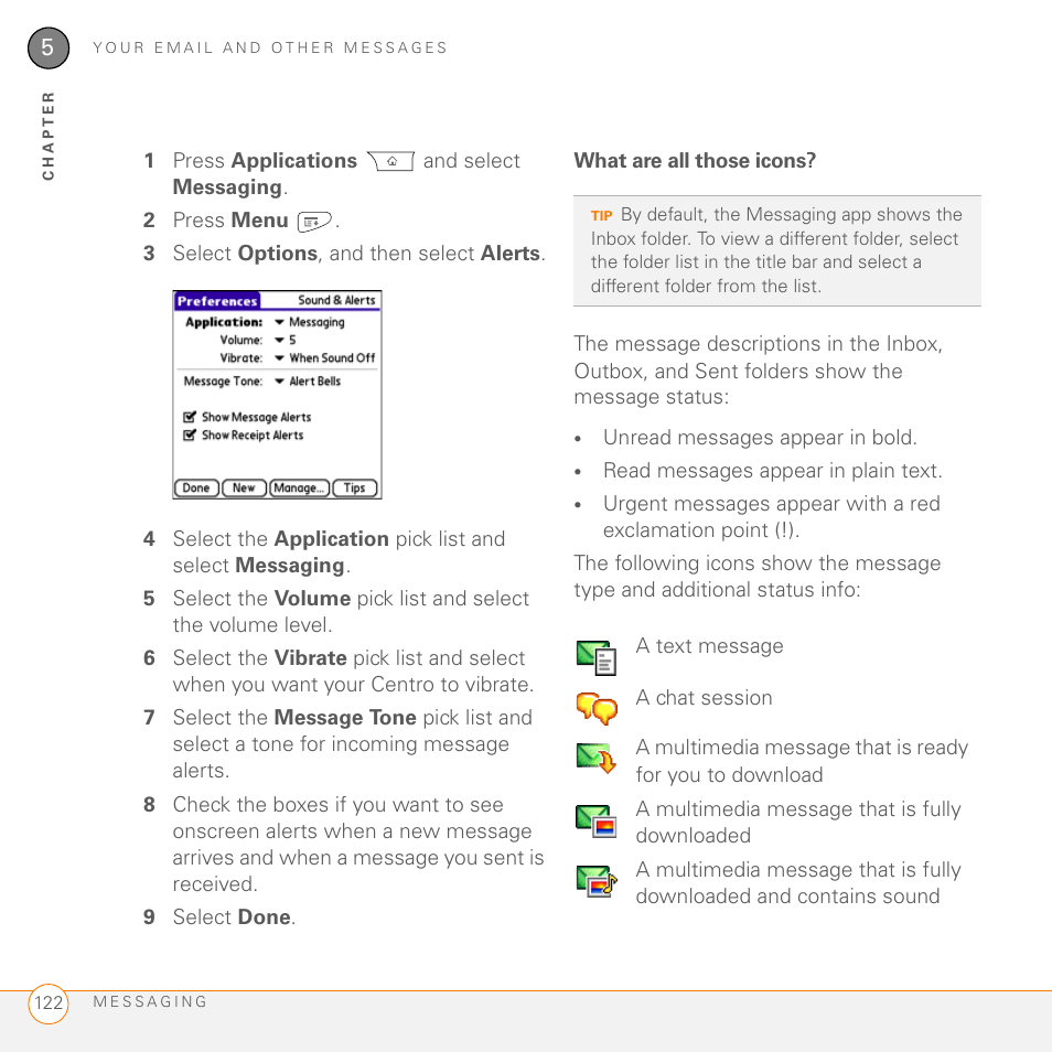 What are all those icons | Palm PDA CentroTM Smart Device User Manual | Page 122 / 326