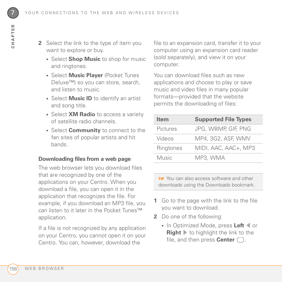 Palm PDA CentroTM Smart Device User Manual | Page 156 / 326