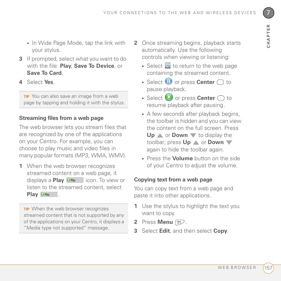 Palm PDA CentroTM Smart Device User Manual | Page 157 / 326