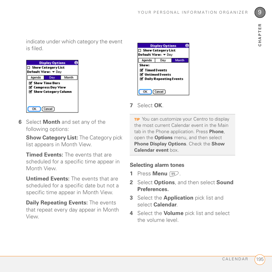 Selecting alarm tones | Palm PDA CentroTM Smart Device User Manual | Page 195 / 326