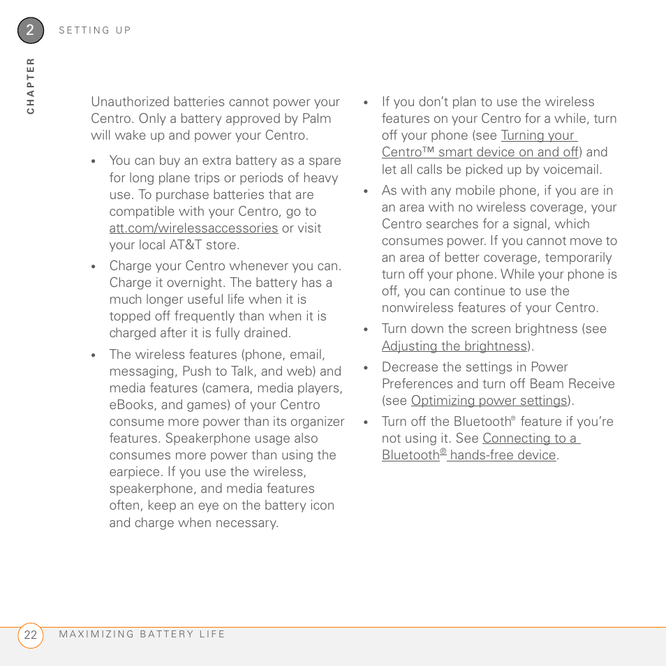 Palm PDA CentroTM Smart Device User Manual | Page 22 / 326