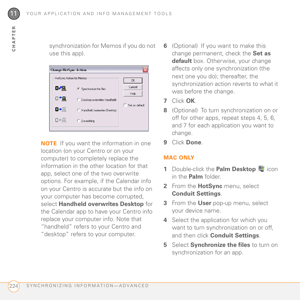 Palm PDA CentroTM Smart Device User Manual | Page 224 / 326