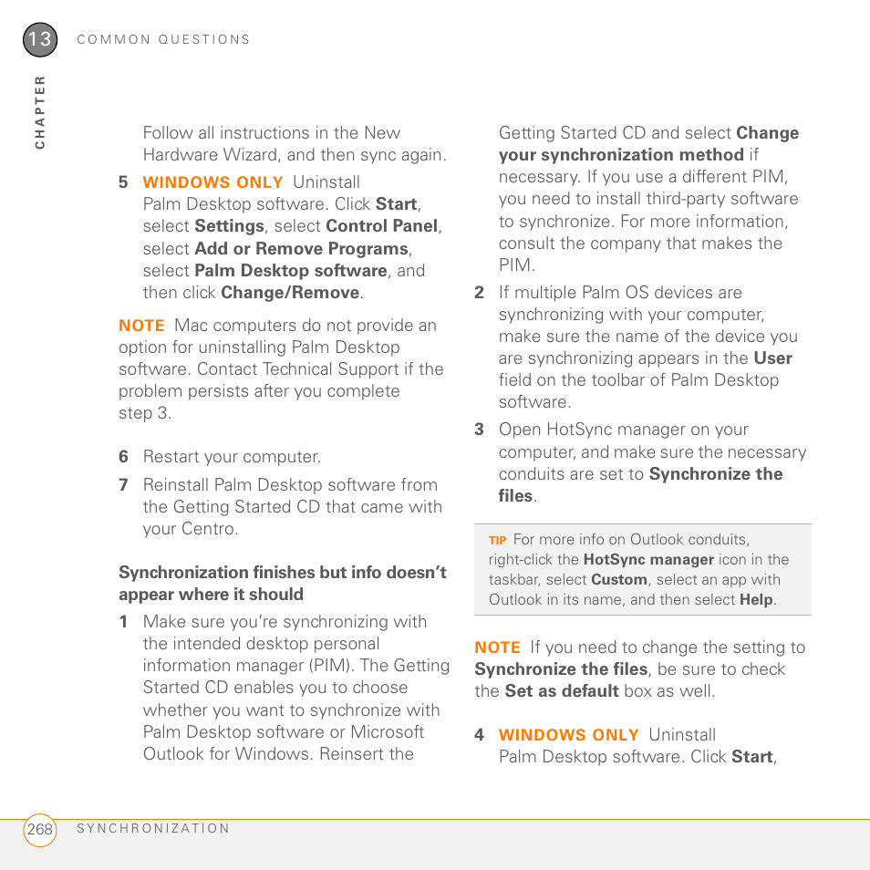 Palm PDA CentroTM Smart Device User Manual | Page 268 / 326