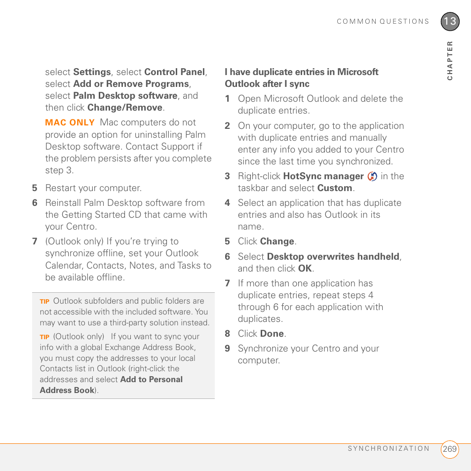 Palm PDA CentroTM Smart Device User Manual | Page 269 / 326