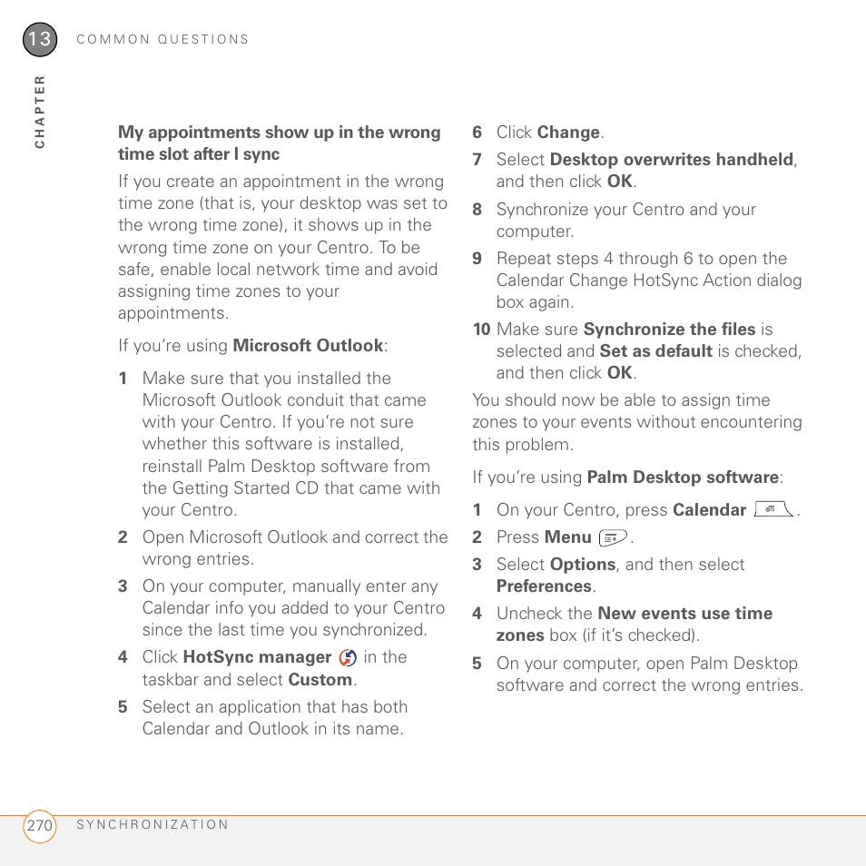 Palm PDA CentroTM Smart Device User Manual | Page 270 / 326