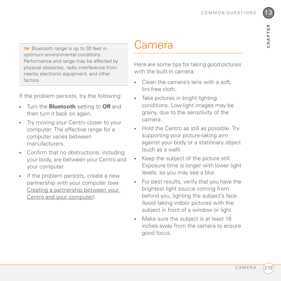 Camera | Palm PDA CentroTM Smart Device User Manual | Page 279 / 326