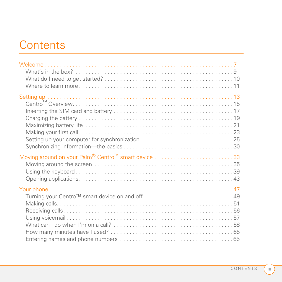 Palm PDA CentroTM Smart Device User Manual | Page 3 / 326