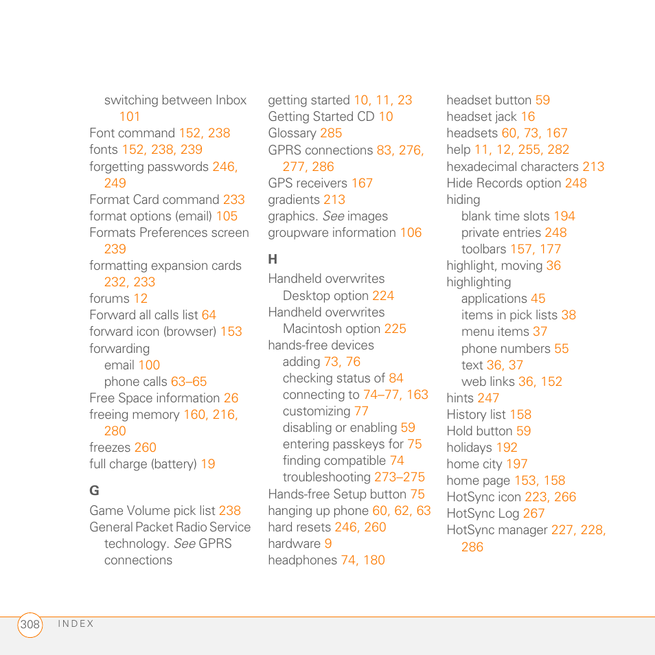 Palm PDA CentroTM Smart Device User Manual | Page 308 / 326