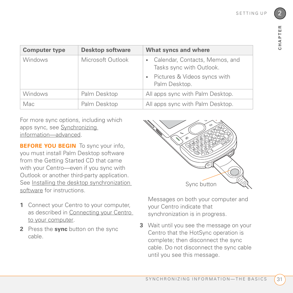 Palm PDA CentroTM Smart Device User Manual | Page 31 / 326